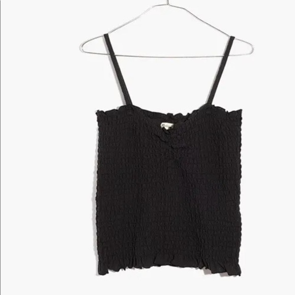 Madewell Smocked Black Tank Top XS AN474 - Picture 1 of 1